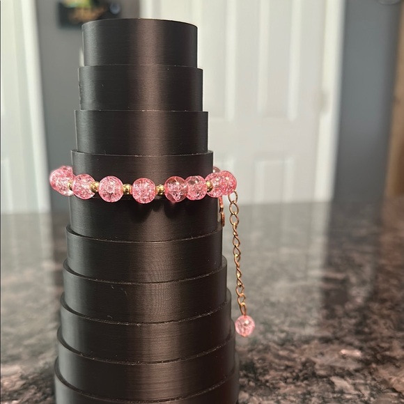 Butterfly Charm Bracelet Pink Butterfly and Sparkling Beads Dangling Accent NWT - Picture 4 of 8